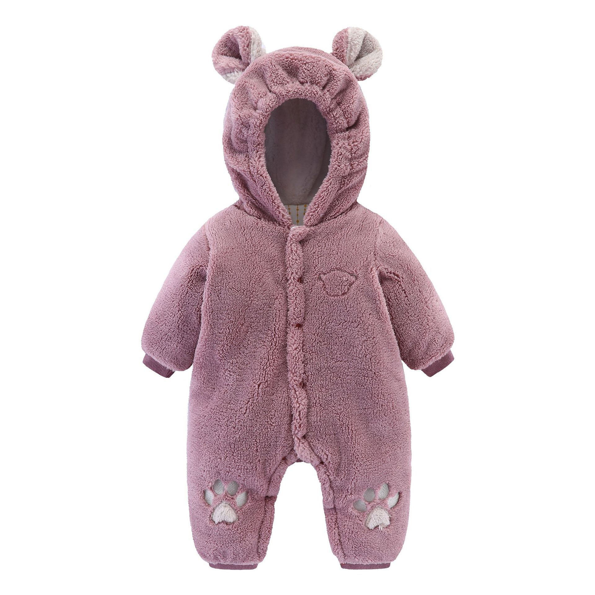 Grenouillère matelassée pour nouveau - né en velours, vêtement bébé confortable et chaud - IVOIRART.COM