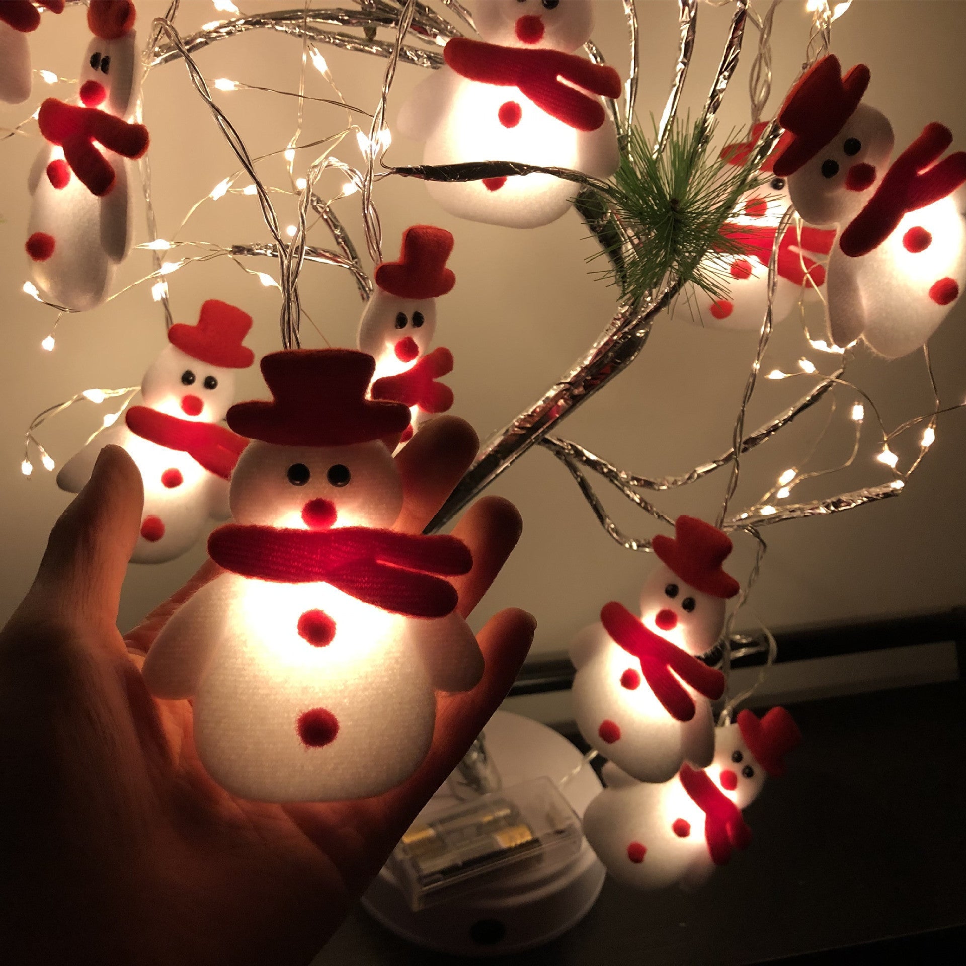 Guirlande lumineuse à LED bonhomme de neige Noël décoration pour maison Fête - IVOIRART.COM