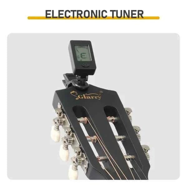 Guitare acoustique ronde noire mate de 38 pouces avec médiators, cordes, capo, étui, accordeur et sangle - IVOIRART.COM