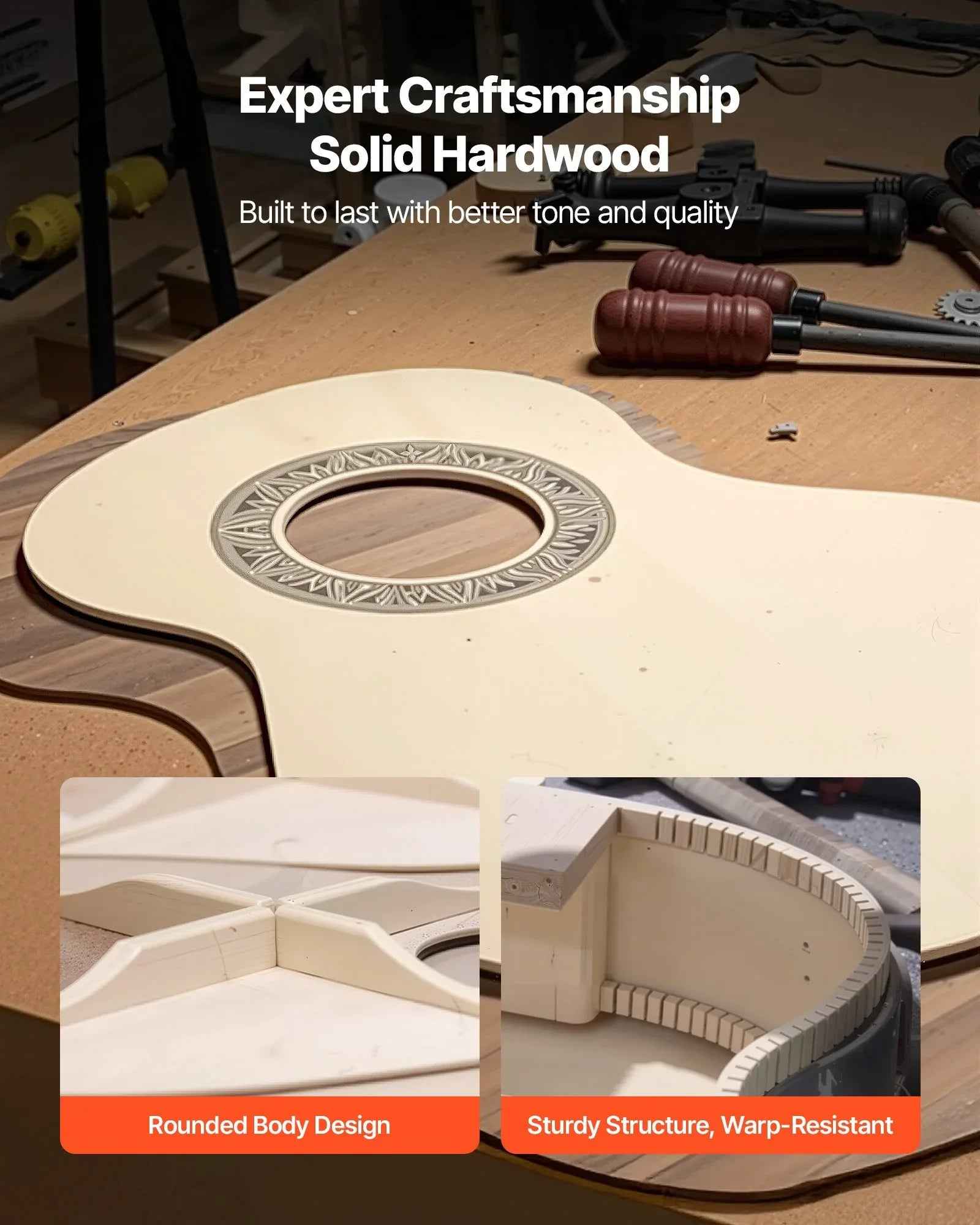 Guitare Classique 38 pouces – Kit de démarrage en bois pour débutants, cordes nylon, étui, sangle, accordeur, corde supplémentaire, médiator, Capo, bois tilleul, finition Sunburst - IVOIRART.COM