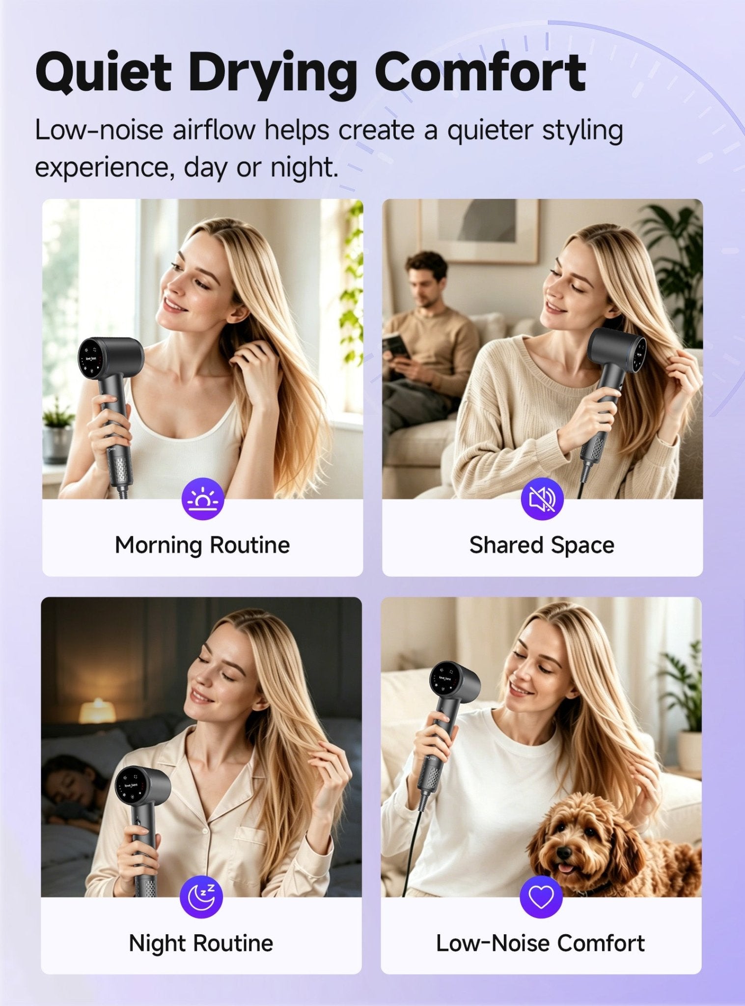 Hair Dryer, Professional Ionic Hair Dryer For Fast Drying, Low Noise And Quiet, Lightweight, 600 Mmillion Negative Lonic High-Speed Hair Blow Dryer Without Hair Damage For Women, Men, Travel, Salon - IVOIRART.COM