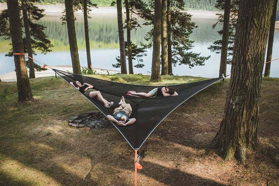 Hamac Multi-personnes Design Triangulaire Portable Tapis Aérien Multifonction 3 Points - IVOIRART.COM