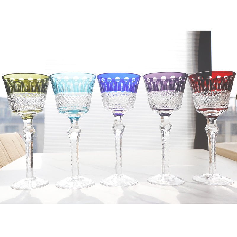 Hand Carved Red Wine Glass Crystal Glass - IVOIRART.COM