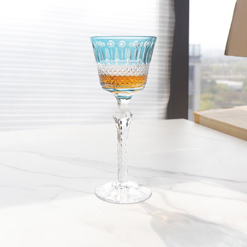 Hand Carved Red Wine Glass Crystal Glass - IVOIRART.COM