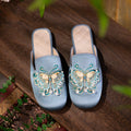 Handmade Butterfly Closed-Toe Mule Shoes For Women -Comfortable Flat Cloth Shoes, Hanfu & Qipao Shoes, Vintage Embroidered Flats - IVOIRART.COM