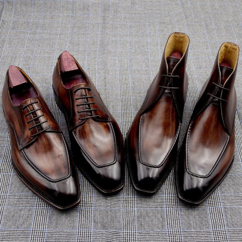 Handmade Men's Leather Boots With Cowhide Soles - IVOIRART.COM
