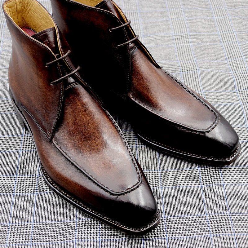 Handmade Men's Leather Boots With Cowhide Soles - IVOIRART.COM