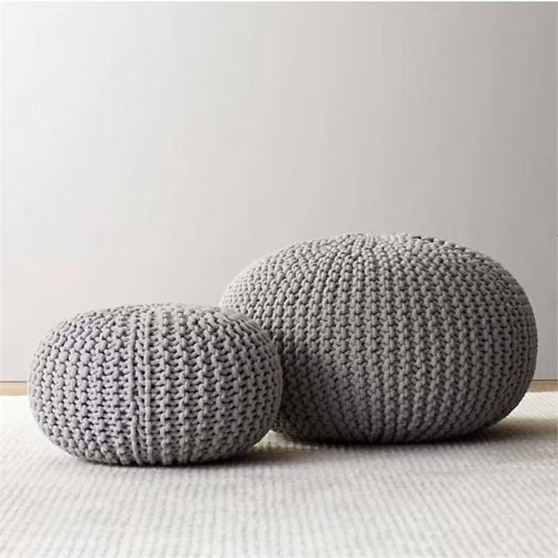 Handwoven Round Simple Round Ottoman Home Decor Ball Cushion Cover - IVOIRART.COM