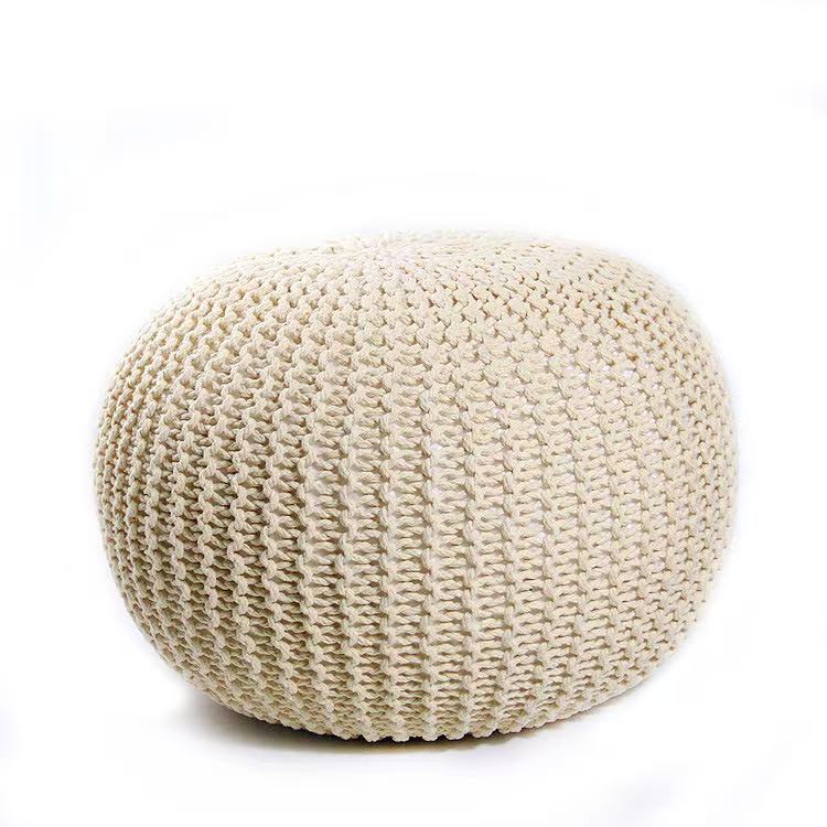 Handwoven Round Simple Round Ottoman Home Decor Ball Cushion Cover - IVOIRART.COM