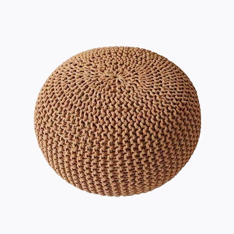 Handwoven Round Simple Round Ottoman Home Decor Ball Cushion Cover - IVOIRART.COM