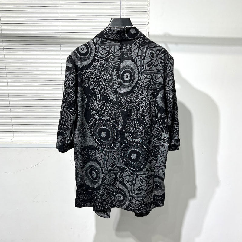 Haut d'été léger à imprimé irrégulier, coupe ample et mode, noir à fleurs - IVOIRART.COM