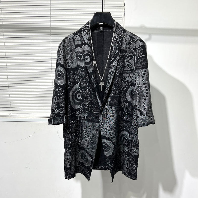 Haut d'été léger à imprimé irrégulier, coupe ample et mode, noir à fleurs - IVOIRART.COM