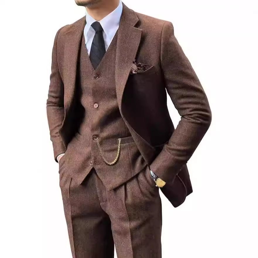 Herringbone Men's Suit Slim Fit - IVOIRART.COM