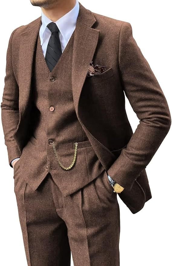 Herringbone Men's Suit Slim Fit - IVOIRART.COM
