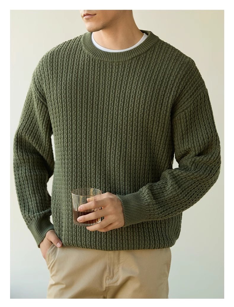 High-end Long Sleeve Loose Round Neck Men's Knitwear - IVOIRART.COM