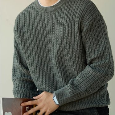 High-end Long Sleeve Loose Round Neck Men's Knitwear - IVOIRART.COM