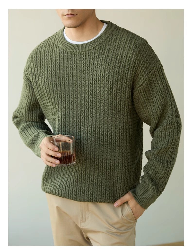 High-end Long Sleeve Loose Round Neck Men's Knitwear - IVOIRART.COM