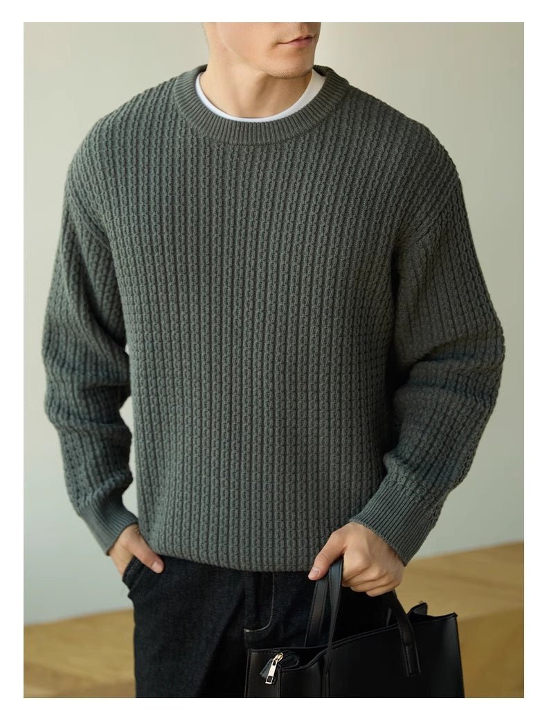 High-end Long Sleeve Loose Round Neck Men's Knitwear - IVOIRART.COM