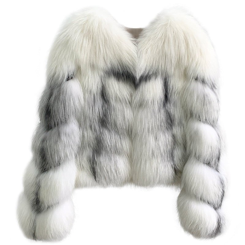 High End Marble Fox Fur Coat - IVOIRART.COM