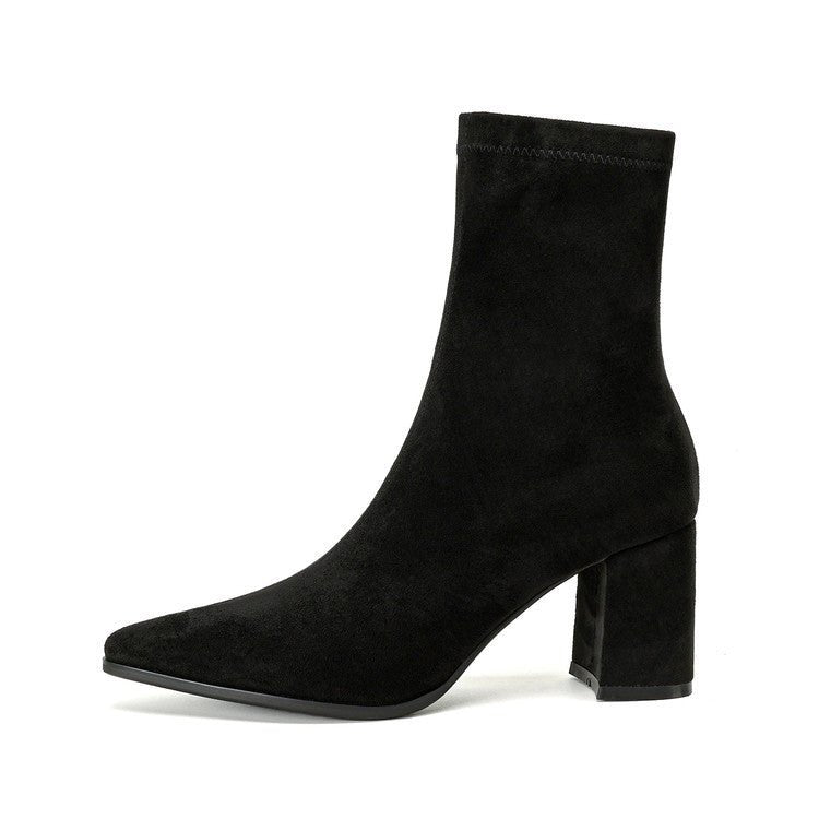 High Heel Stretch Side Zipper Thick Heel Thin Women's Boots - IVOIRART.COM