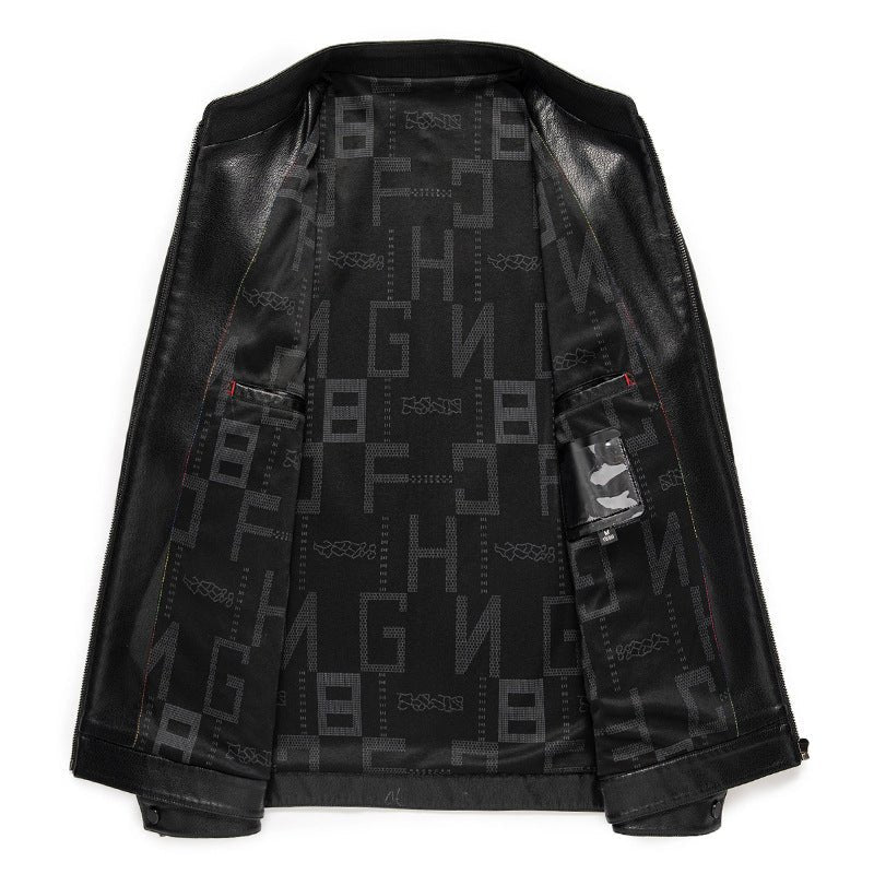 High Quality Leather Jacket Men's Stand Collar Coat - IVOIRART.COM