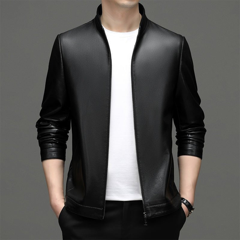 High Quality Leather Jacket Men's Stand Collar Coat - IVOIRART.COM