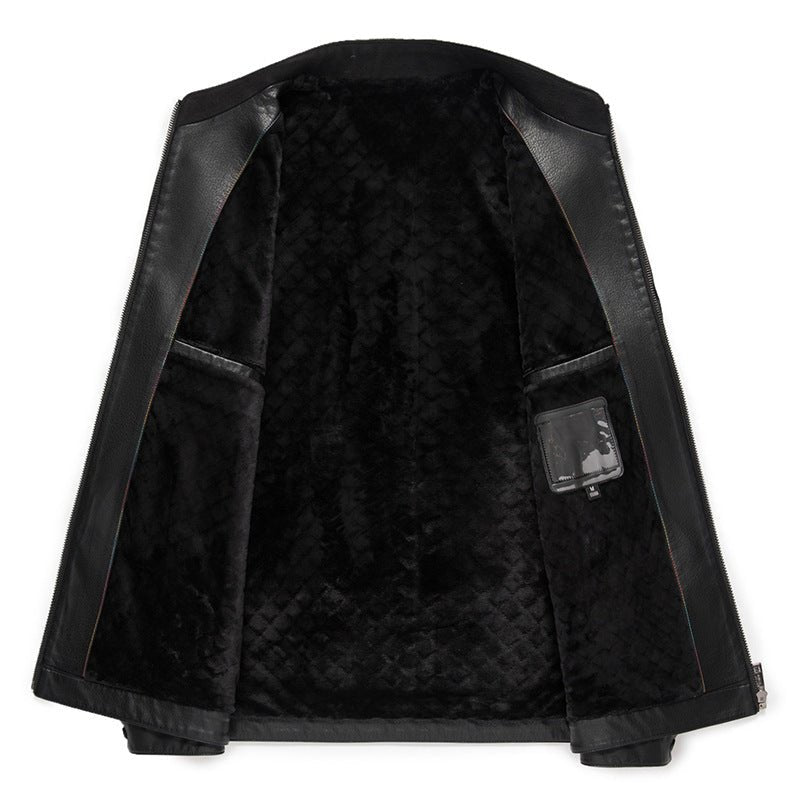 High Quality Leather Jacket Men's Stand Collar Coat - IVOIRART.COM