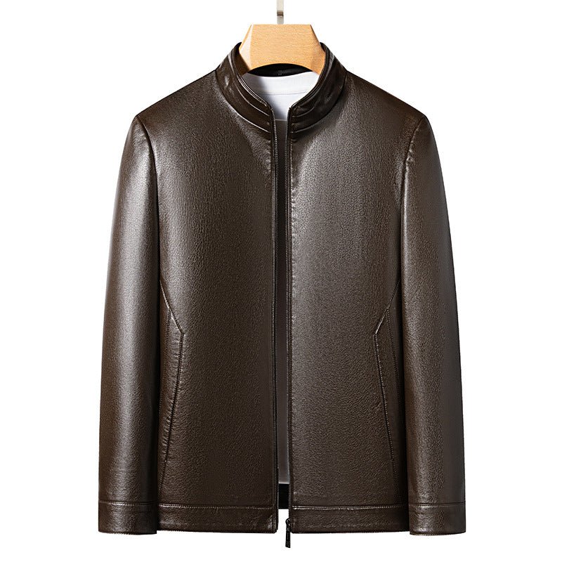 High Quality Leather Jacket Men's Stand Collar Coat - IVOIRART.COM