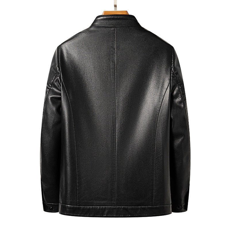 High Quality Leather Jacket Men's Stand Collar Coat - IVOIRART.COM