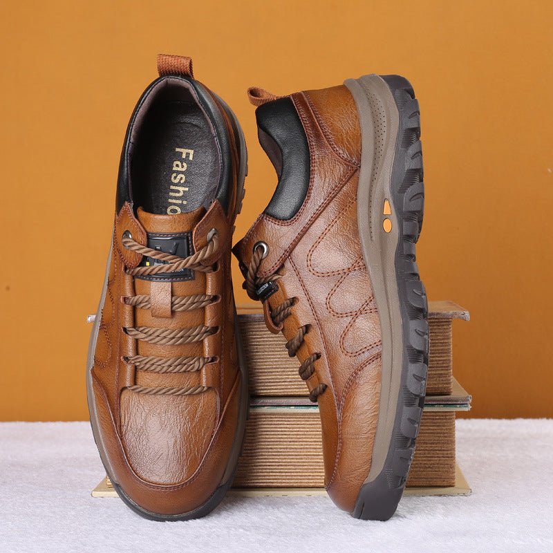 High top leather shoes anti slip men's snow boots - IVOIRART.COM