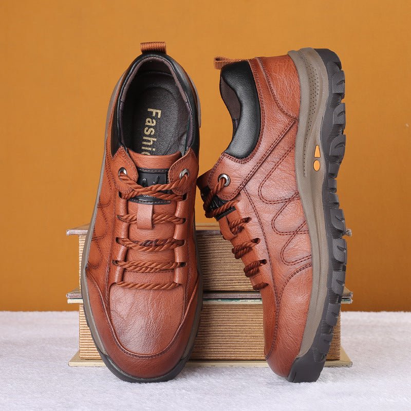 High top leather shoes anti slip men's snow boots - IVOIRART.COM