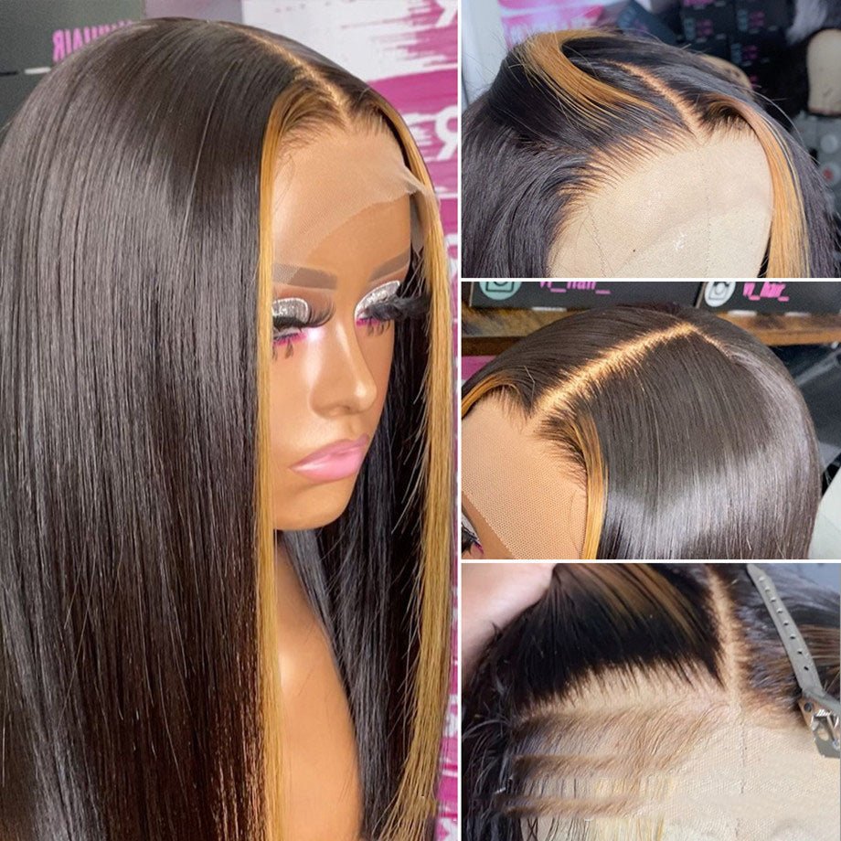 Highlight Ombre Perruque Lace Transparente 5x5 Cheveux Humains Remy 8-30 pouces . - IVOIRART.COM
