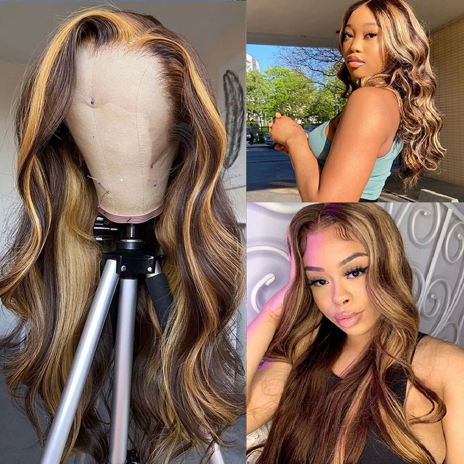 Highlight Wig Human Hair Ombre Lace Front - IVOIRART.COM