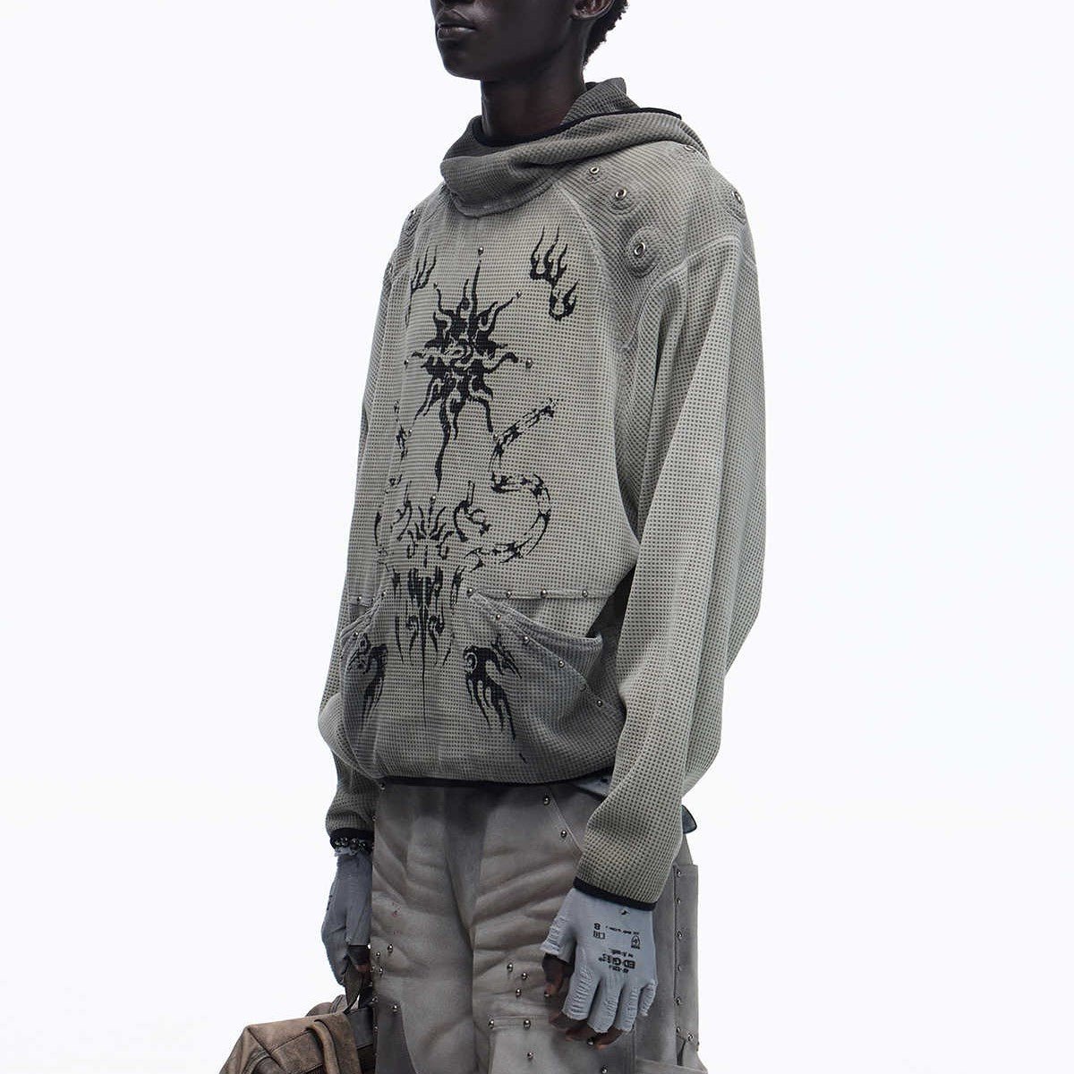 Hooded Waffle-knit Hoodiekeeps You Warm - IVOIRART.COM