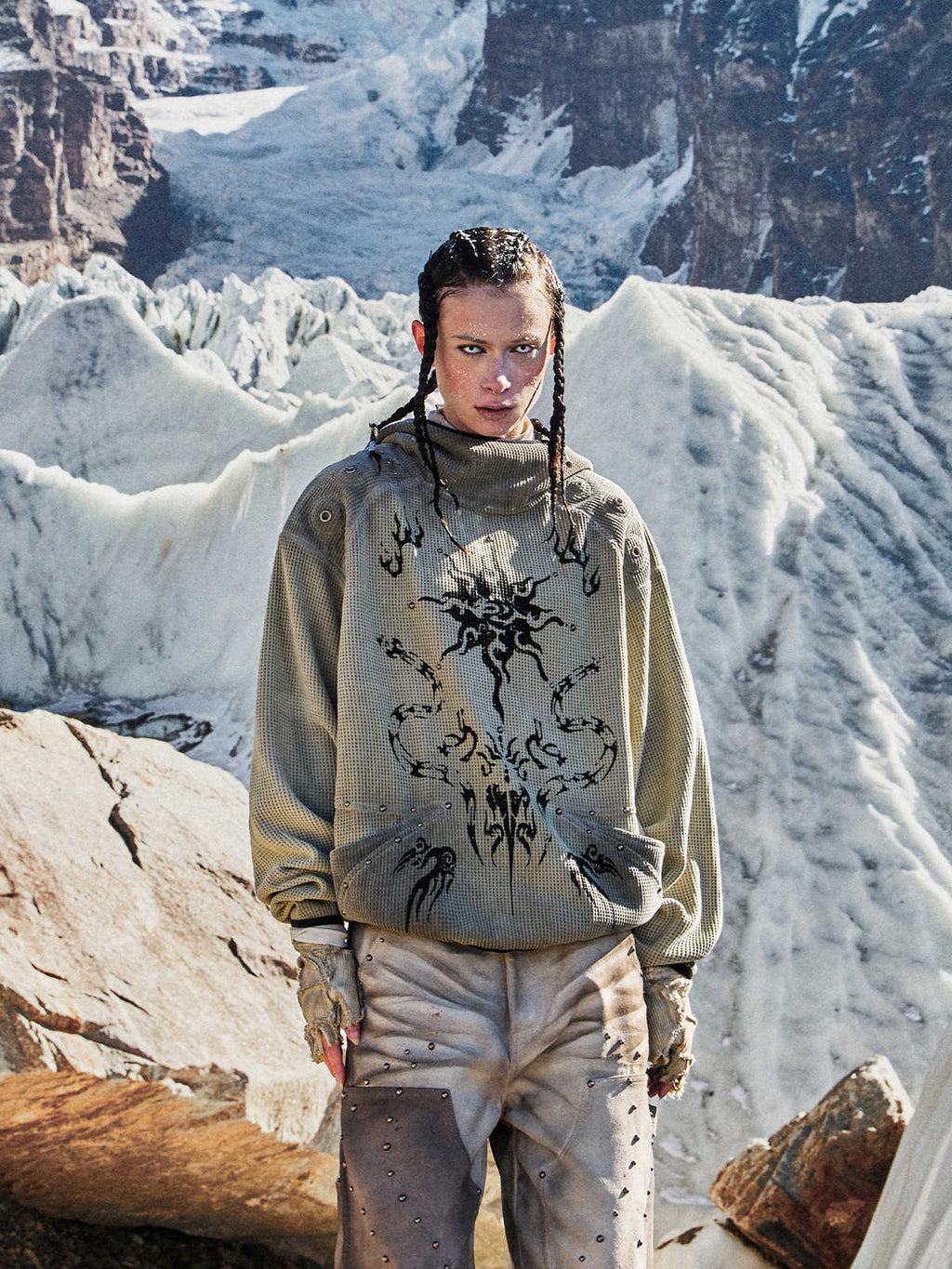 Hooded Waffle-knit Hoodiekeeps You Warm - IVOIRART.COM