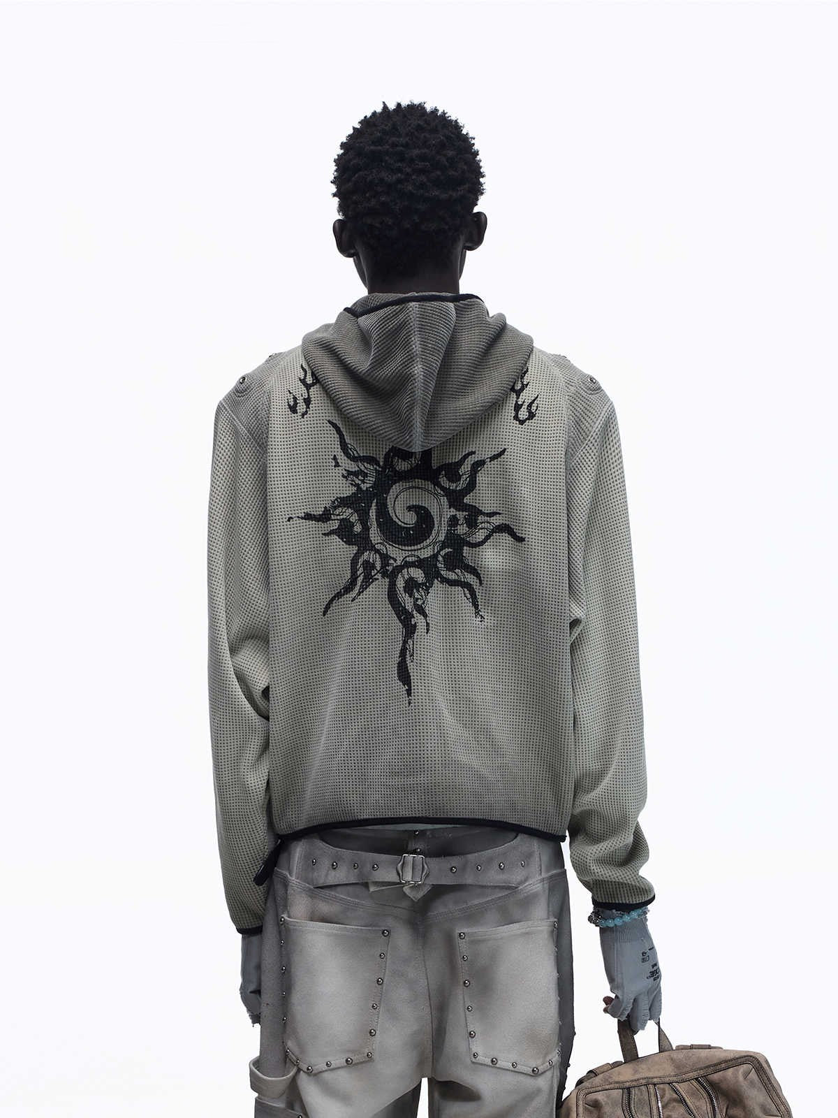 Hooded Waffle-knit Hoodiekeeps You Warm - IVOIRART.COM