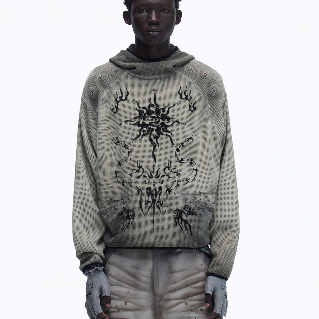 Hooded Waffle-knit Hoodiekeeps You Warm - IVOIRART.COM