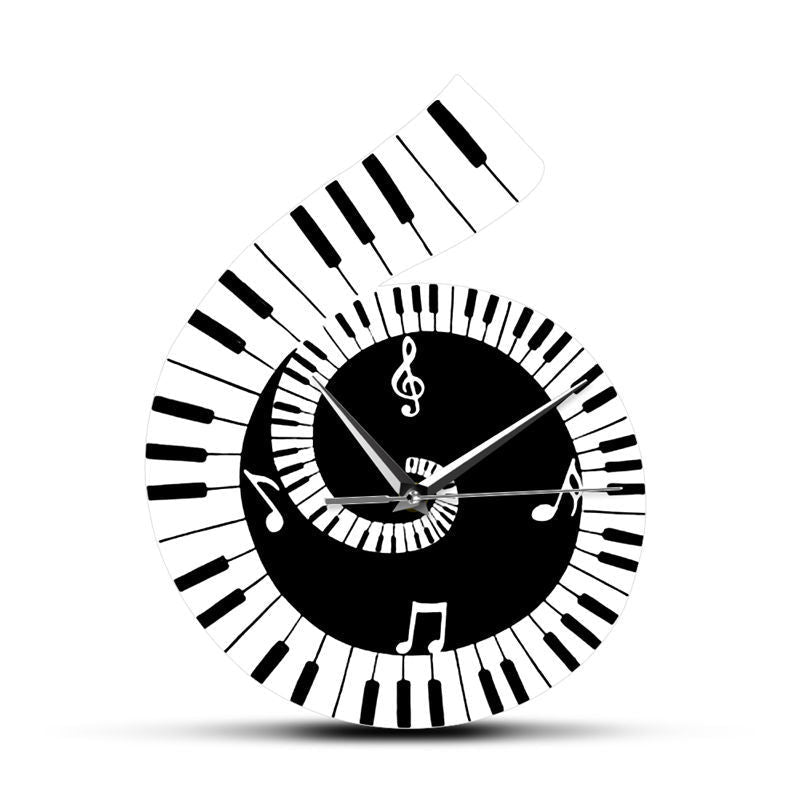 Horloge murale décorative Clé de sol Clavier de piano Notes musicales irrégulières - IVOIRART.COM