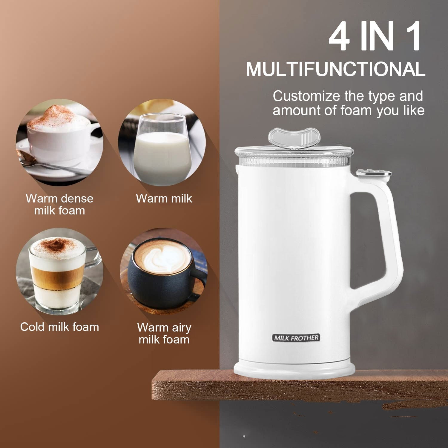Hot And Cold Double Electric Milk Frother Coffee Latte - IVOIRART.COM