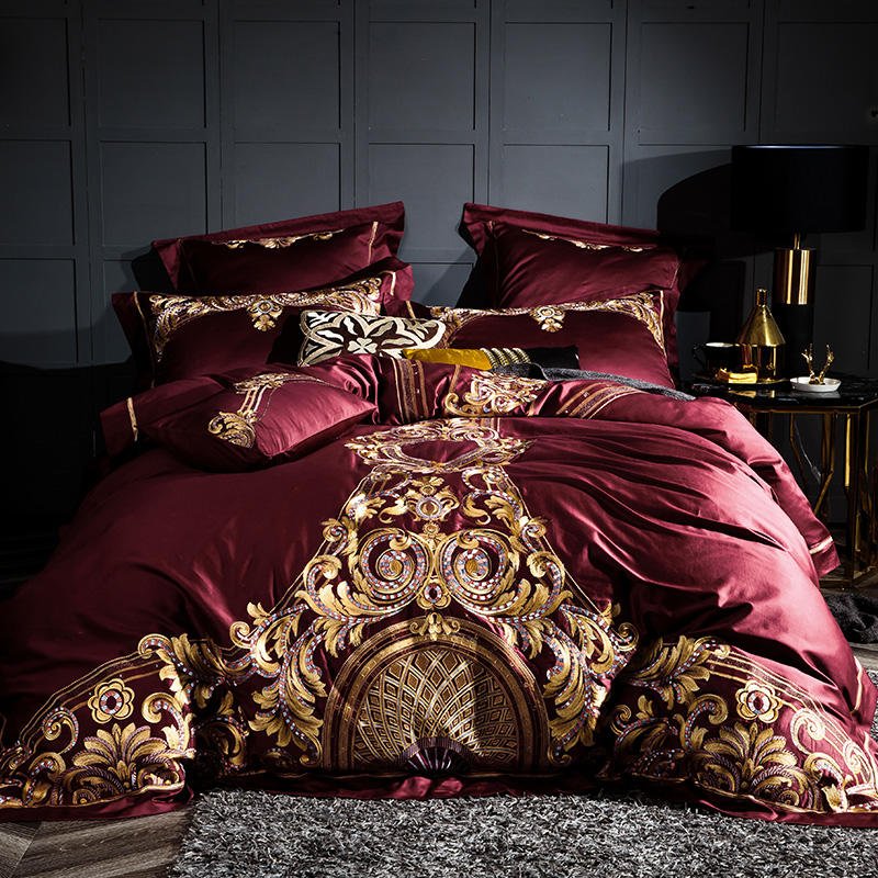 Housse de couette brodée en coton chinois 100% pour lit 1,8m - Moderne, simple chic - IVOIRART.COM