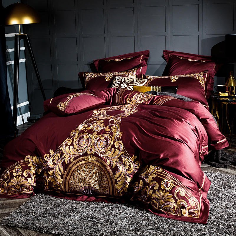 Housse de couette brodée en coton chinois 100% pour lit 1,8m - Moderne, simple chic - IVOIRART.COM