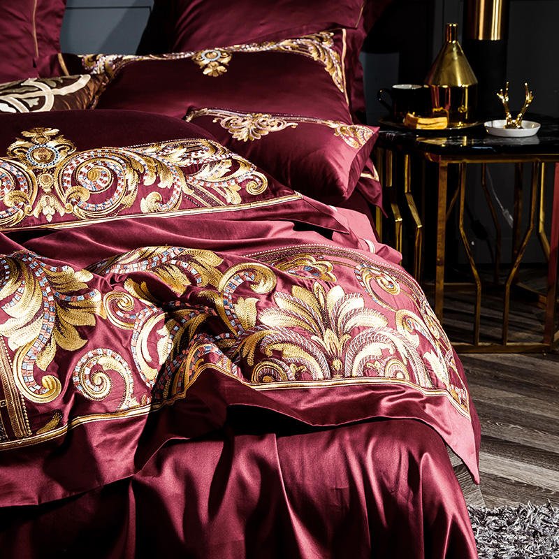 Housse de couette brodée en coton chinois 100% pour lit 1,8m - Moderne, simple chic - IVOIRART.COM