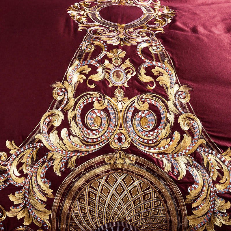 Housse de couette brodée en coton chinois 100% pour lit 1,8m - Moderne, simple chic - IVOIRART.COM