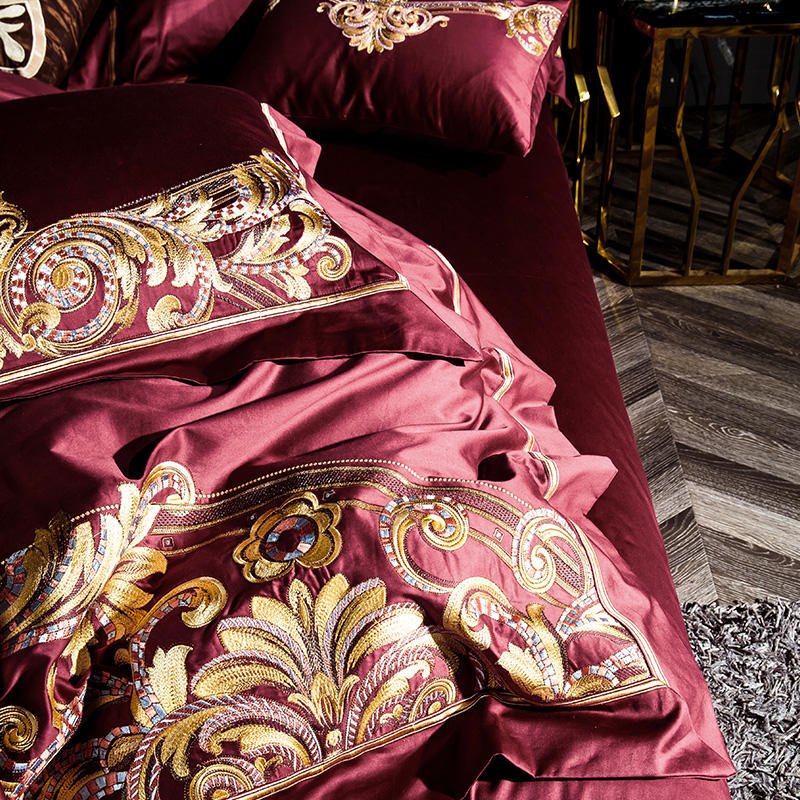 Housse de couette brodée en coton chinois 100% pour lit 1,8m - Moderne, simple chic - IVOIRART.COM