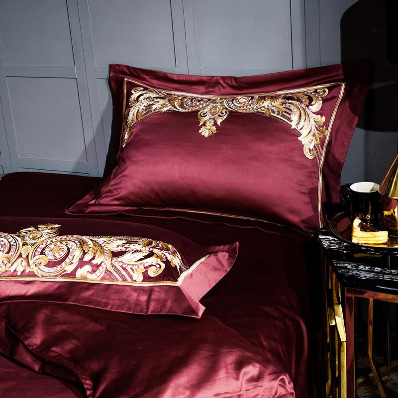 Housse de couette brodée en coton chinois 100% pour lit 1,8m - Moderne, simple chic - IVOIRART.COM