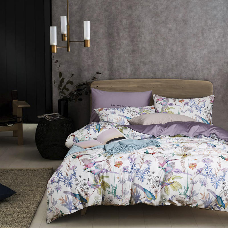 Housse de Couette en Satin Coton Long Fibre Quatre Pièces avec Drap - IVOIRART.COM