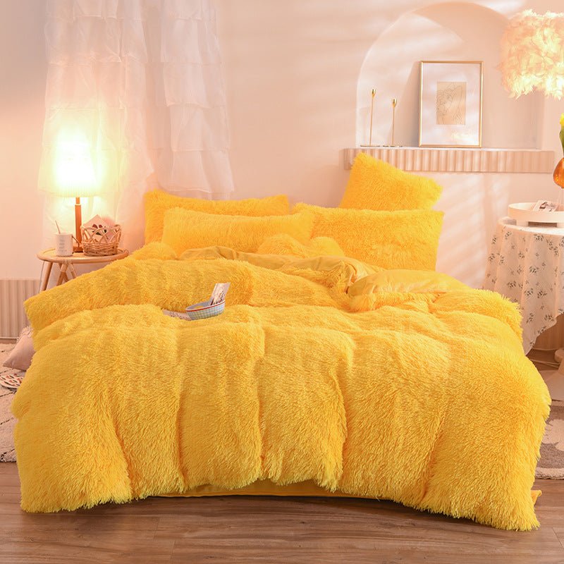 Housse de Couette Luxe en Polaire Épaisse Reine Roi Hiver Chaude avec Taies d'Oreiller - IVOIRART.COM