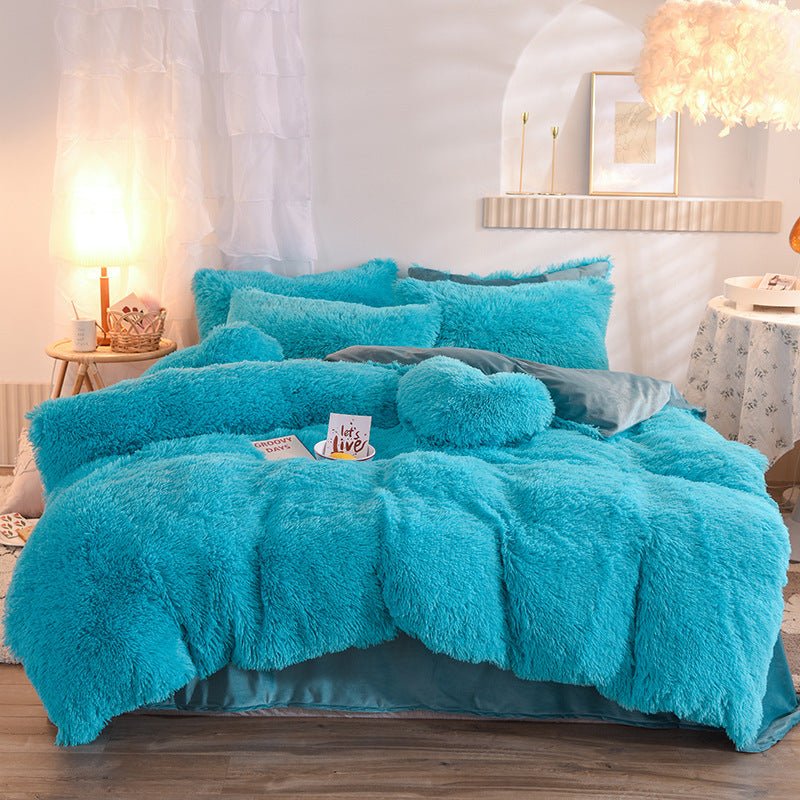 Housse de Couette Luxe en Polaire Épaisse Reine Roi Hiver Chaude avec Taies d'Oreiller - IVOIRART.COM