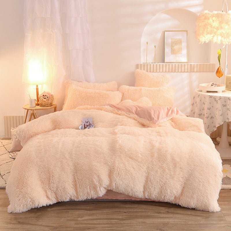 Housse de Couette Luxe en Polaire Épaisse Reine Roi Hiver Chaude avec Taies d'Oreiller - IVOIRART.COM
