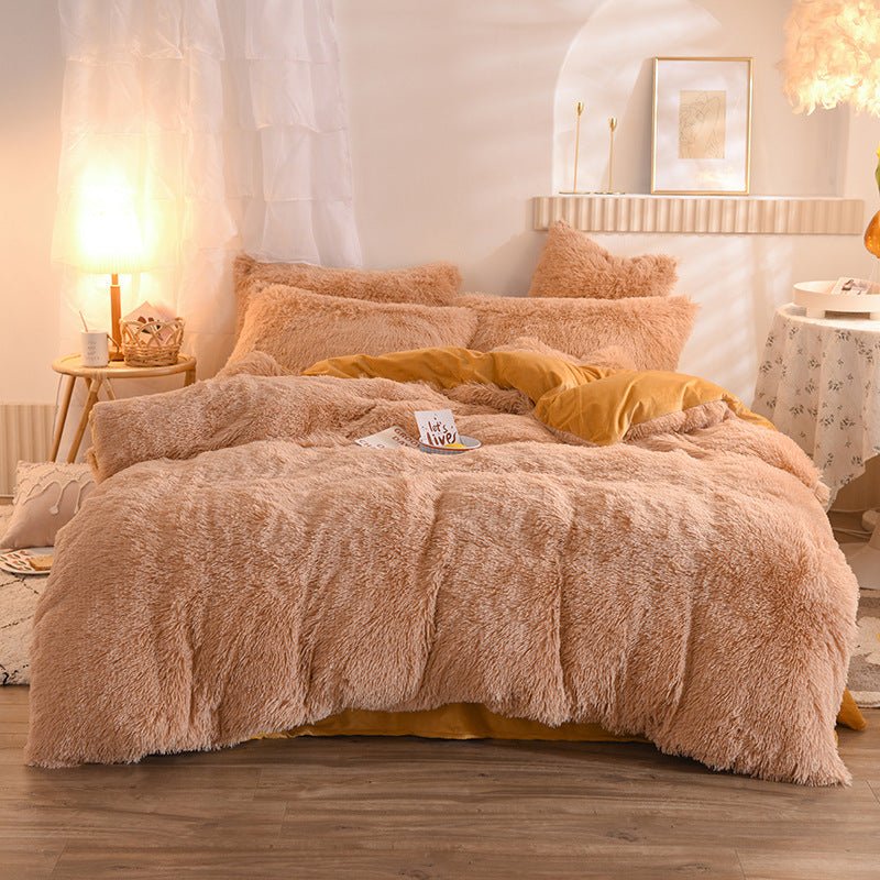Housse de Couette Luxe en Polaire Épaisse Reine Roi Hiver Chaude avec Taies d'Oreiller - IVOIRART.COM